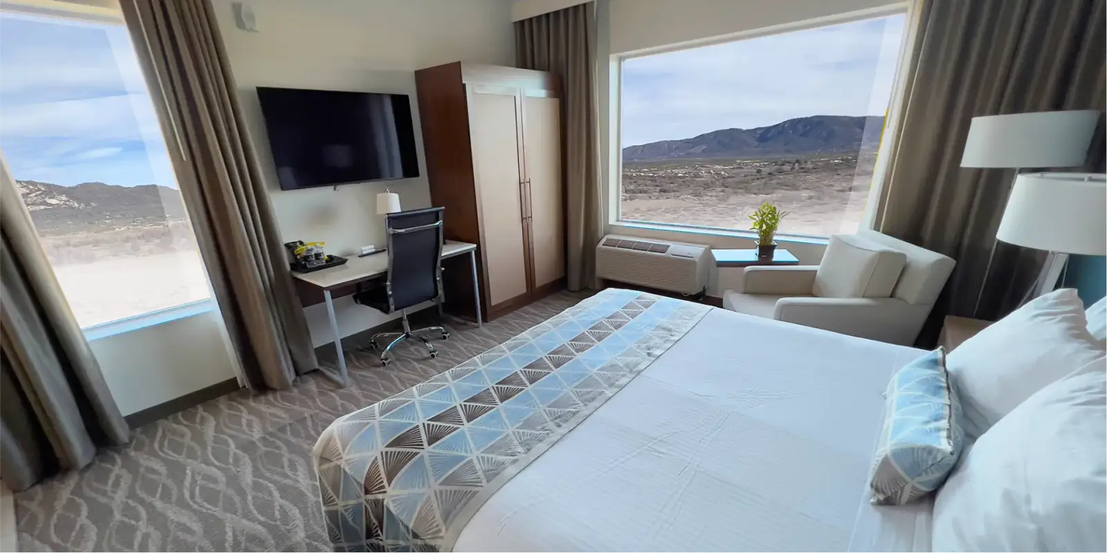 Hotel room with mountain and desert views at the Cahuilla Casino Hotel