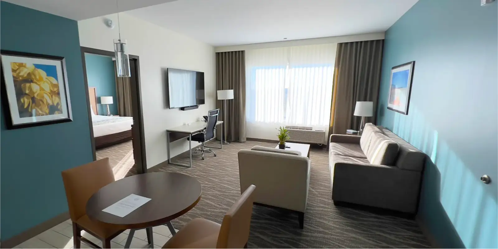 Spacious suite with living area at the Cahuilla Casino Hotel